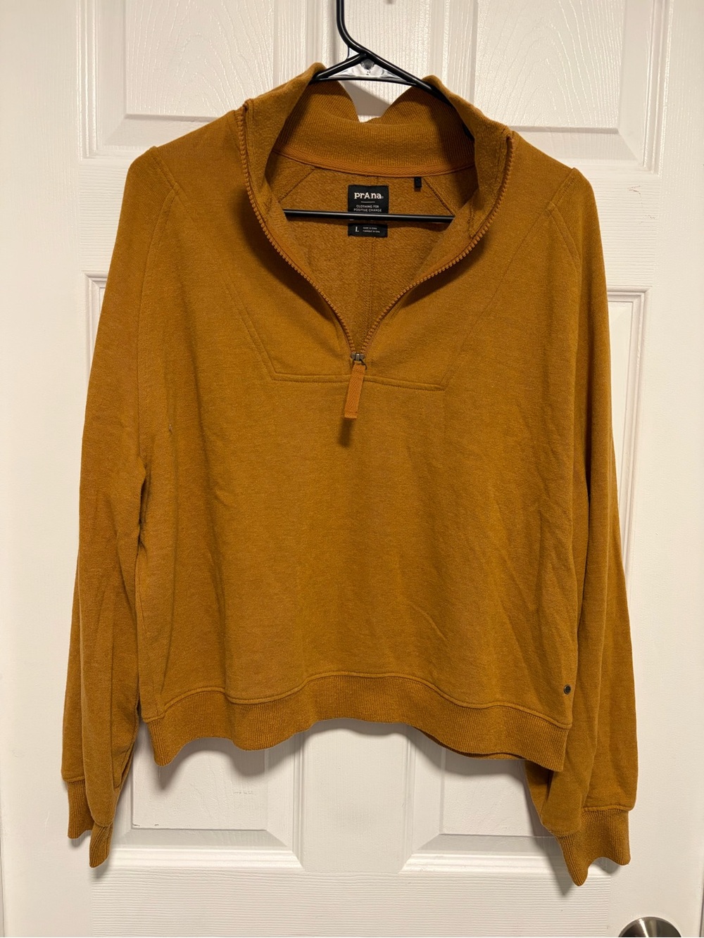 Prana Women's Half-Zip Hoodie in Mustard Gold